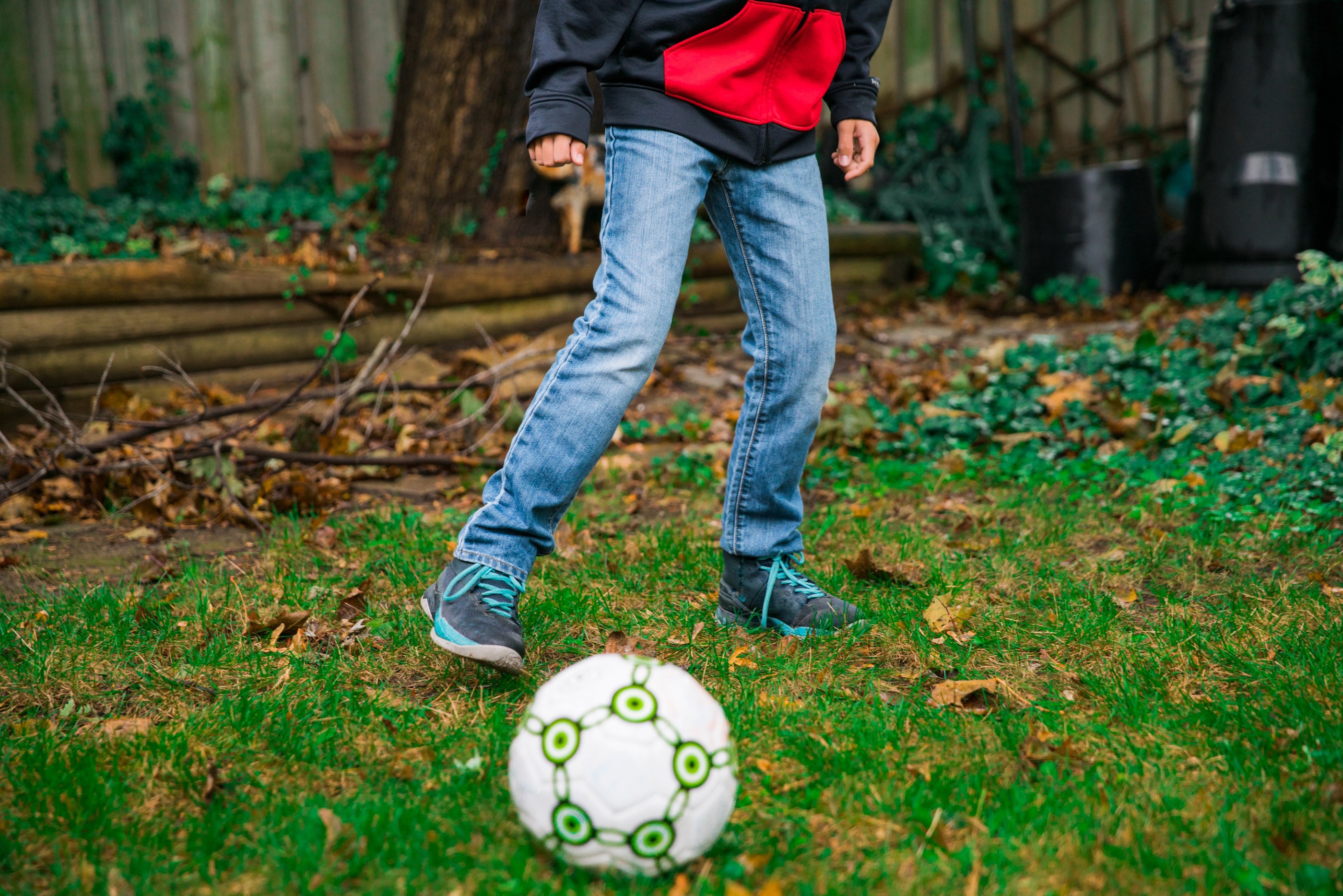 Child playing soccer