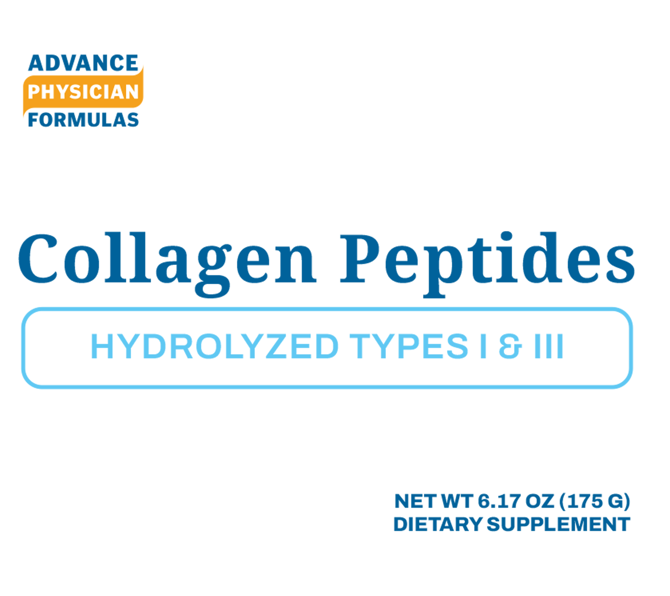 Bovine Collagen Peptides Powder, 6.17 oz (175 g) - Ingredients View - Advance Physician Formulas