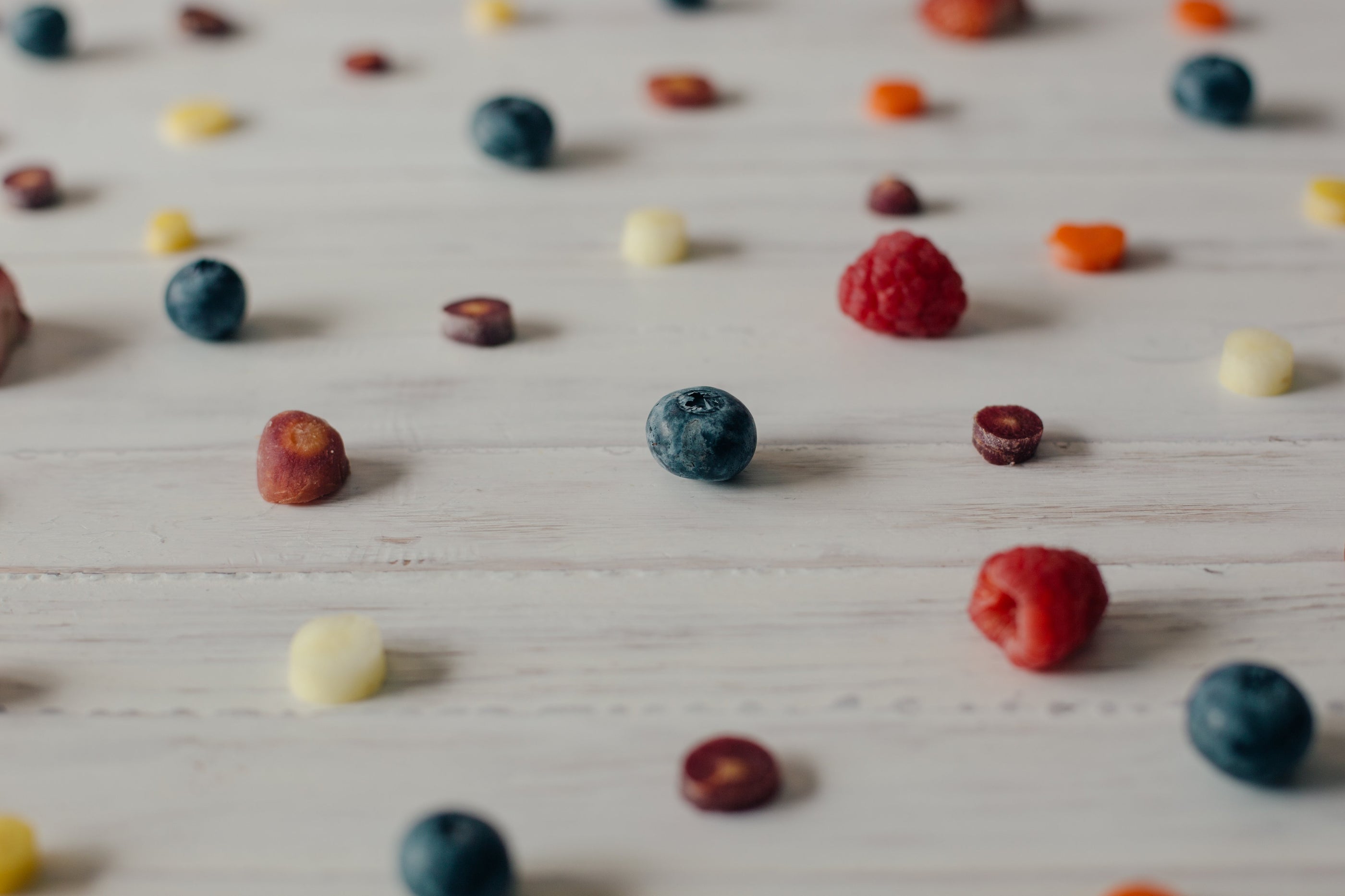 Berries arranged on table