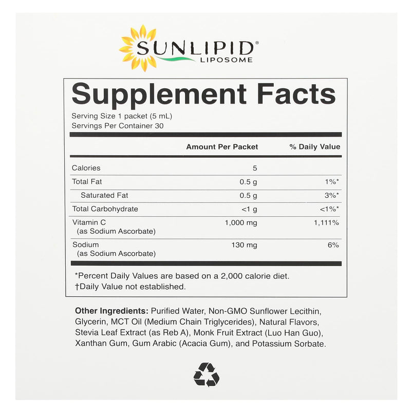 Liposomal Vitamin C with MCT Oil - packet detail