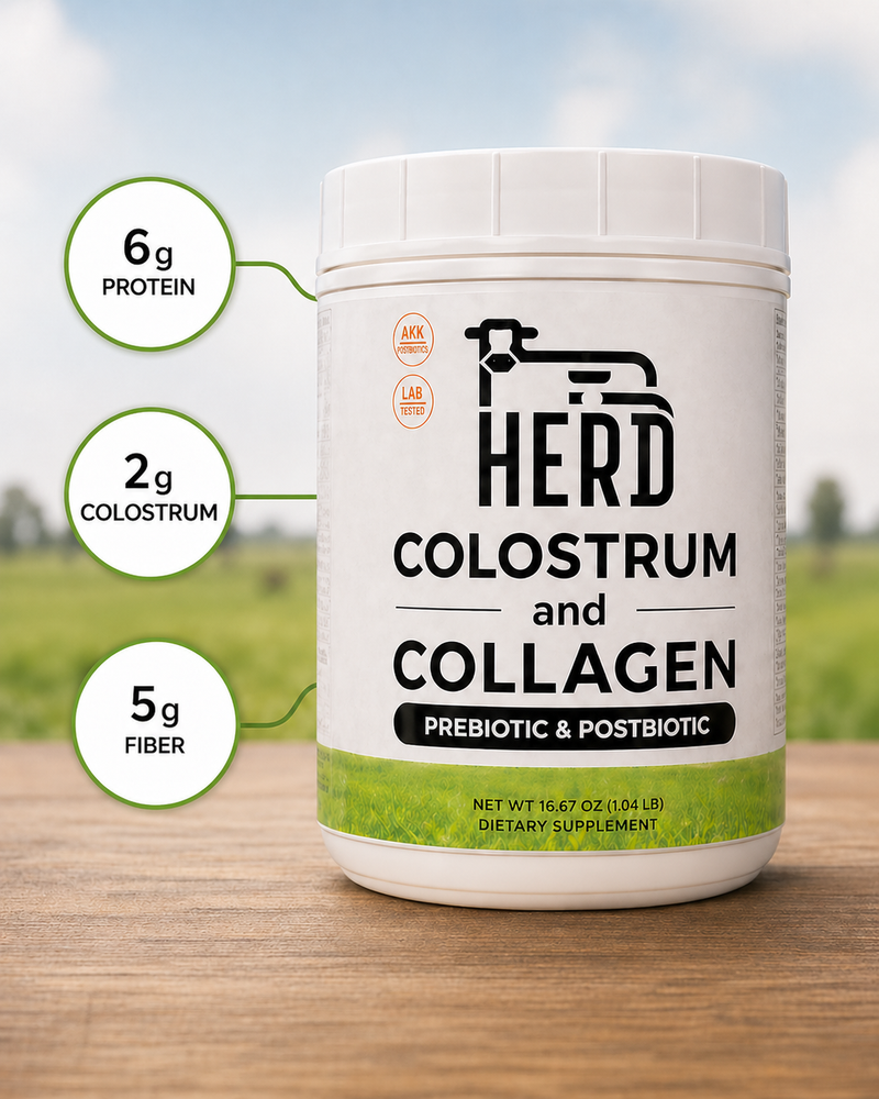 HERD Colostrum & Collagen Powder — Prebiotic + Postbiotic Gut & Skin Support | 35 Servings