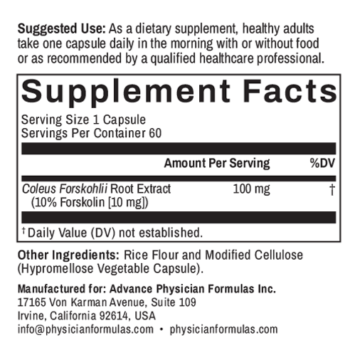 Forskolin (Coleus Forskohlii) Extract, 100 mg, 60 Vegetable Capsules
