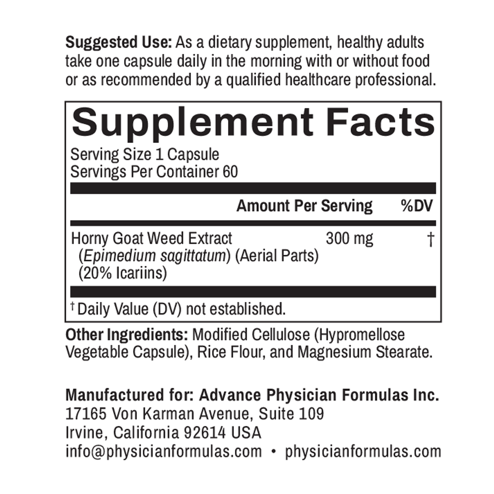Horny Goat Weed, 20% Icariins, 300 mg, 60 Vegetable Capsules