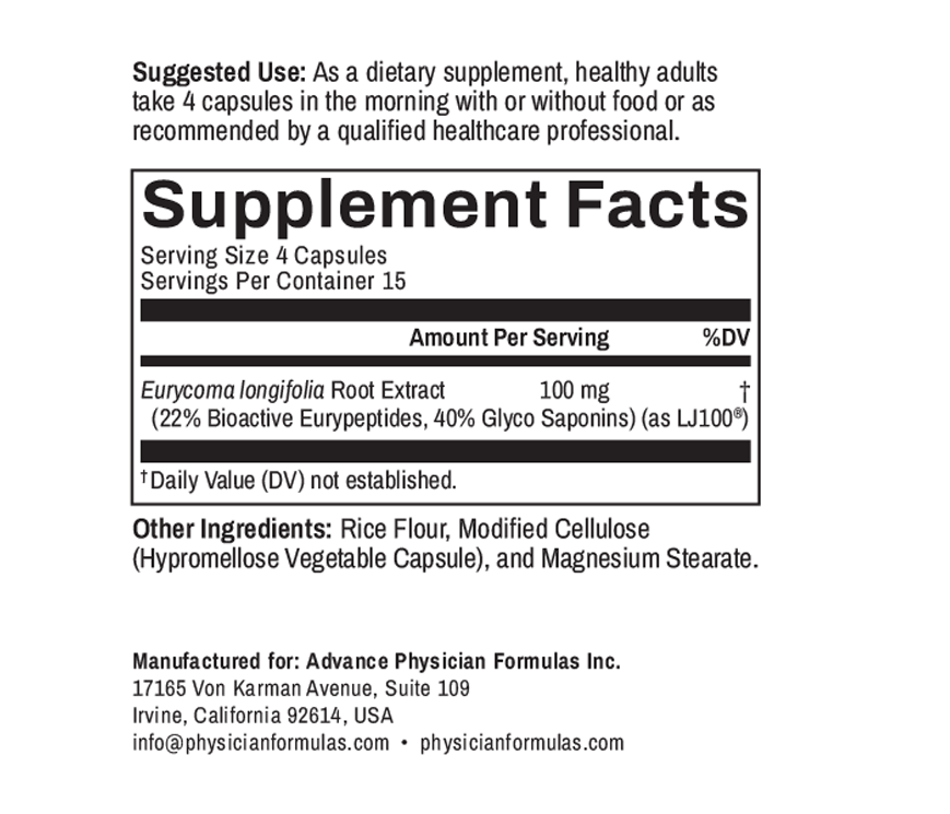 LJ100; Tongkat Ali Extract, 25 mg, 60 Vegetable Capsules