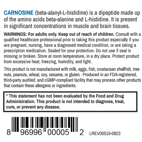L-Carnosine, 500 mg, 30 Vegetable Capsules