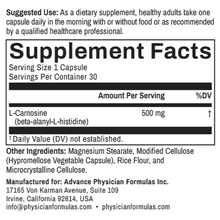 L-Carnosine, 500 mg, 30 Vegetable Capsules