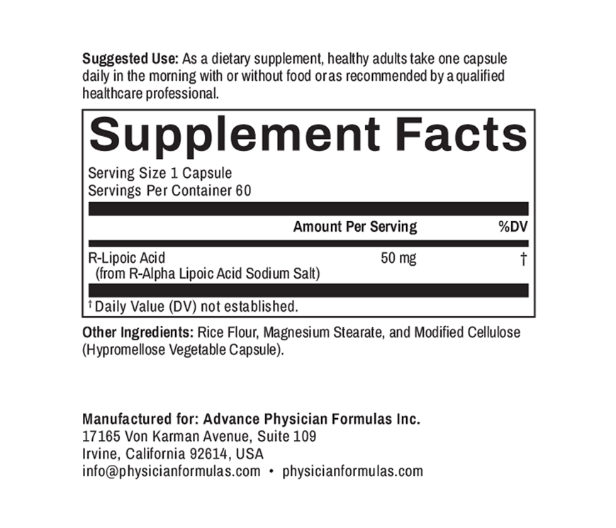 R-Lipoic Acid, 50 mg, 60 Vegetable Capsules