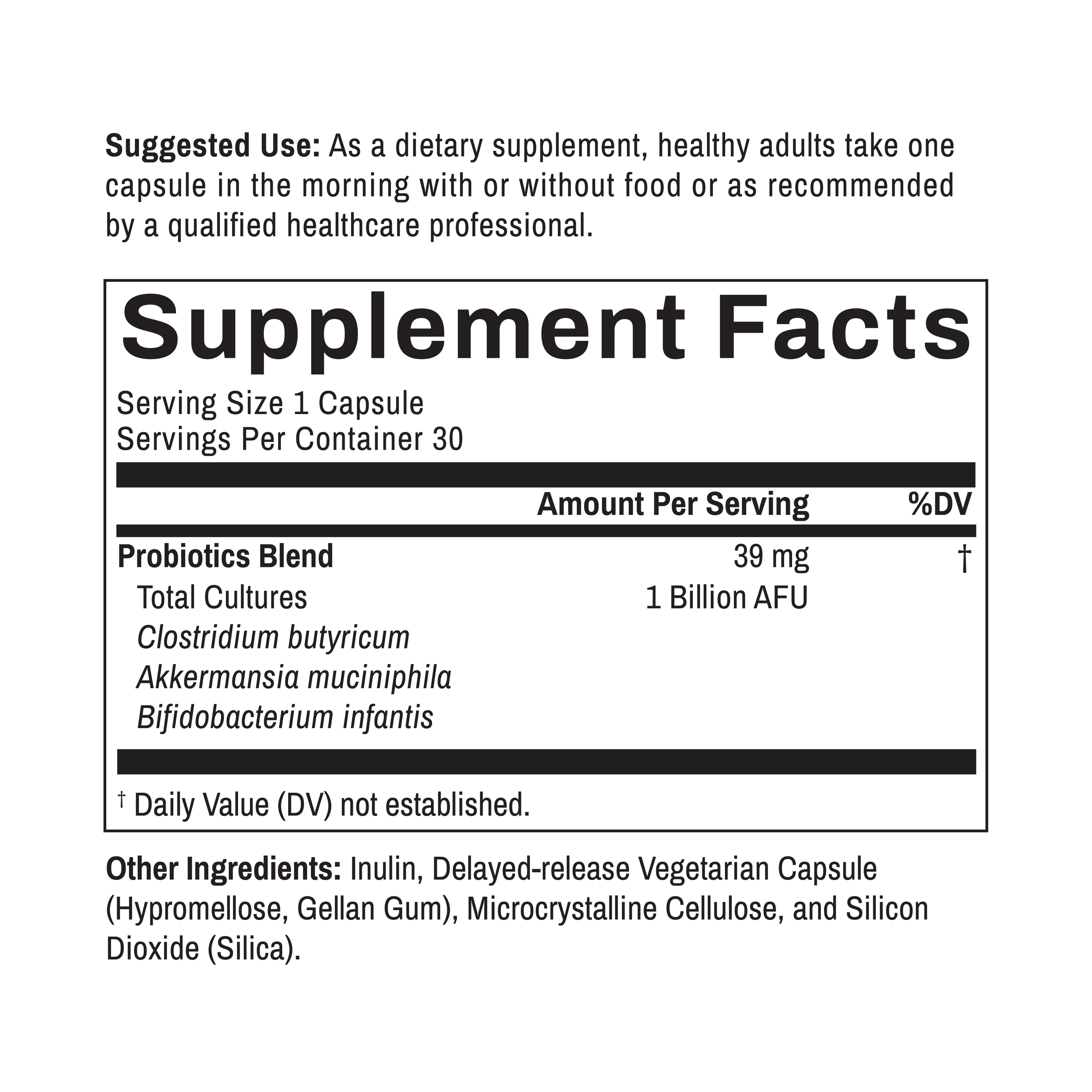 akkCORE AKK Probiotics, 1 Billion AFU/cap, 30 Vegetable Capsules